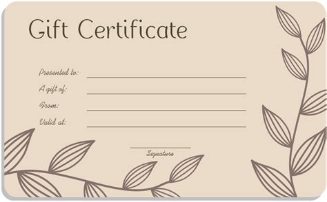 Leaf Branches Art Gift Certificate Templates - Word Excel Formats