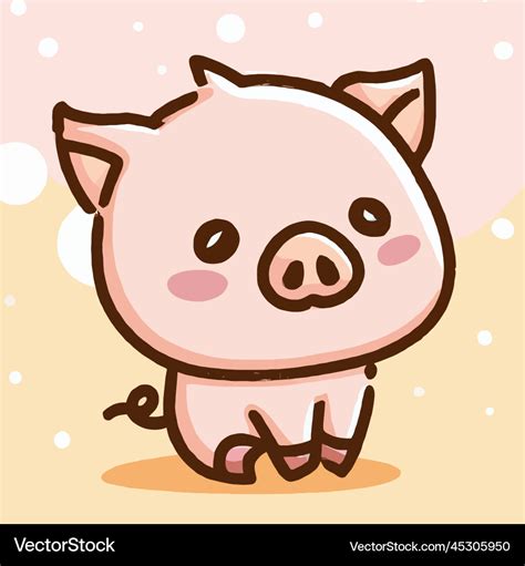 Cute pig pig kawaii chibi drawing style pig Vector Image