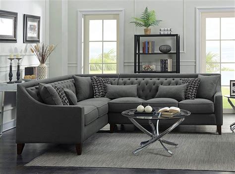 Tufted Down Mix Modern Contemporary Left Facing Sectional Sofa, Grey | Living room sofa, Small ...