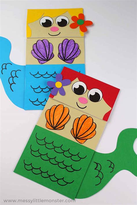 Mermaid Paper Bag Puppet – a Fun Under the Sea Theme Craft - Messy Little Monster