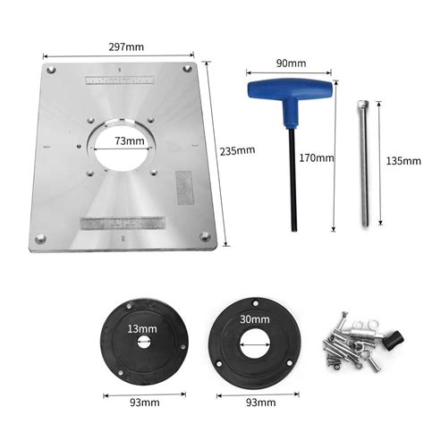 New Aluminum Router Table Insert Plate 279 x 235 x 9mm With Ring For Woodworking | eBay