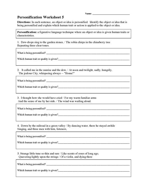 Personification Worksheets For Kids - Worksheets For Kindergarten