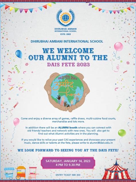 Dhirubhai Ambani International School on LinkedIn: Dear Alumni, DAIS FETE 2023 is here! Come ...