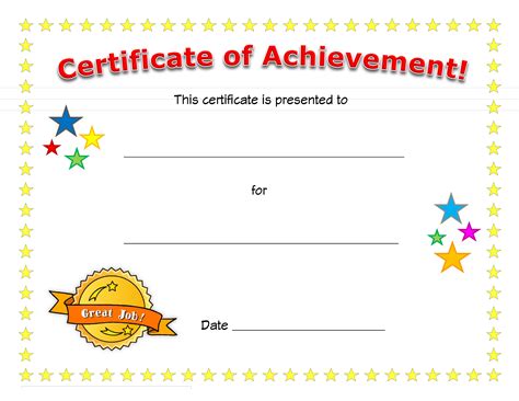 Children's Certificates Of Achievement