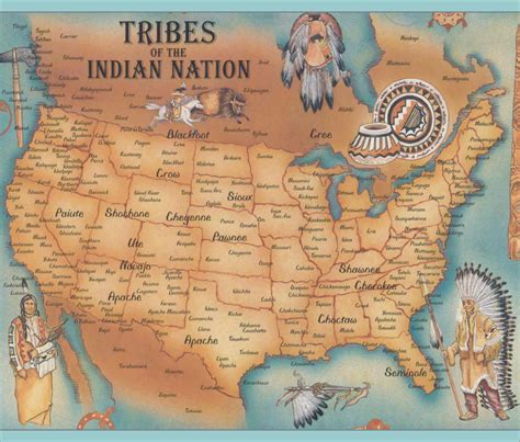 Vintage Native American Tribes of the Indian Nation MAP of - Etsy