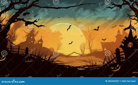 AI Generated. Vector Illustration. Background Illustration with Halloween Theme. Landscape with ...