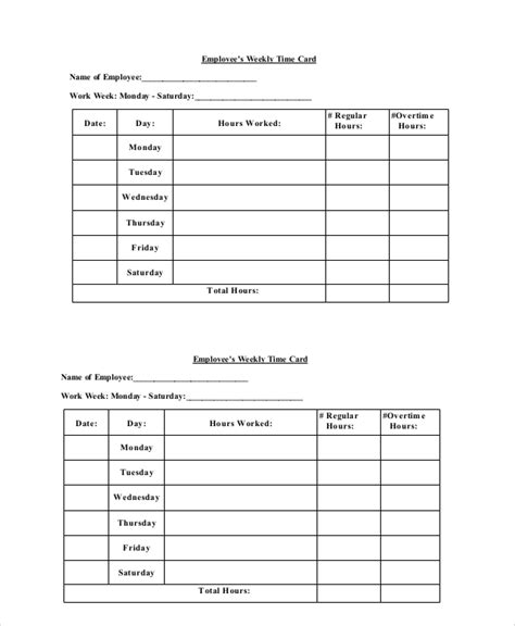 FREE 8+ Sample Time Card Templates in MS Word | PDF