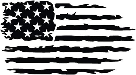 Amazon.com: Tattered US American Flag Decal - Subdued Matte Black White Red Gray Vinyl Decals ...