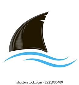 Shark Fin Silhouette Icon Blue Waves Stock Illustration 2221985489 | Shutterstock