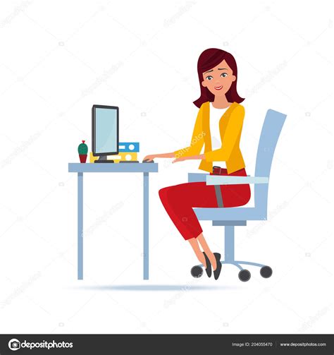 Young beautiful woman working cartoon character person in office work. Stock Vector by ©ideyweb ...