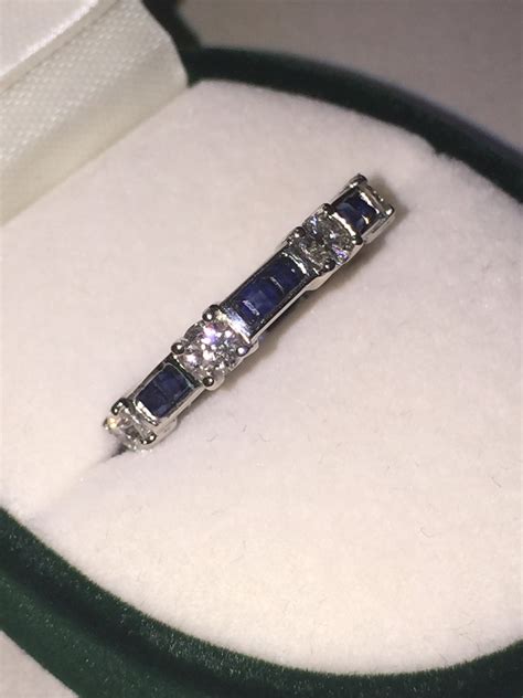 Sapphire & Diamond Eternity Ring in 18K by StPeterburgGallery