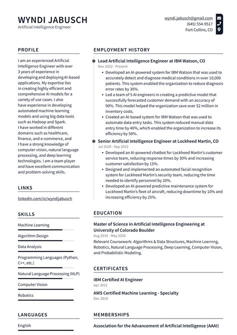 Meta Artificial Intelligence Engineer Resume Examples