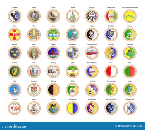 Set of Vector Icons. Regions of Ireland Flags, Provinces and Counties Stock Vector ...