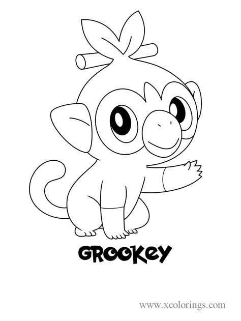 Pokemon sword and shield Grookey Coloring Pages - XColorings.com