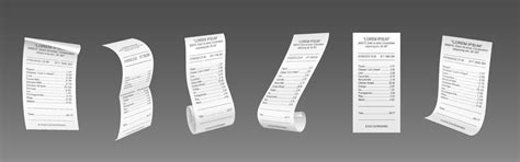 Realistic set of receipt paper templates on grey 16962717 Vector Art at Vecteezy