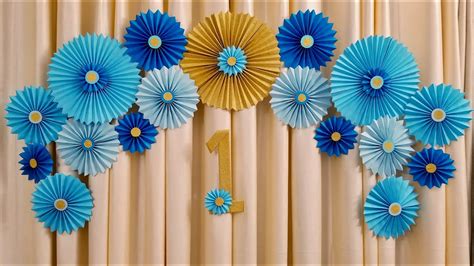 Paper Fan | Paper Fan backdrop | Easy first birthday party decoration | Paper Crafts Planet ...