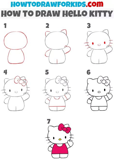 How to Draw Hello Kitty - Easy Drawing Tutorial For kids Easy Doodles Drawings, Cute Easy ...