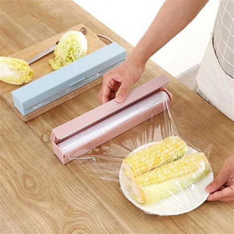 Plastic Cling Film Wrap Dispenser Cutter Kitchen Food Wrap Cutter Preservative Film Cutter ...