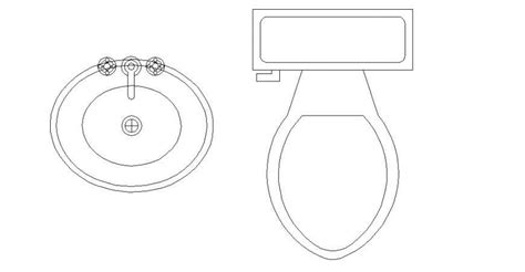 Toilet sheet and sink top view elevation block cad drawing details dwg file - Cadbull