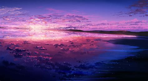 Download A breathtaking anime sunset background featuring a serene landscape | Wallpapers.com