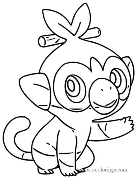 Grookey from Pokemon Sword and Shield Coloring Pages - XColorings.com