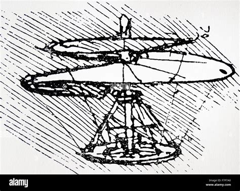 Leonardo da Vinci - design for an Archimedian screw helicopter Stock Photo, Royalty Free Image ...