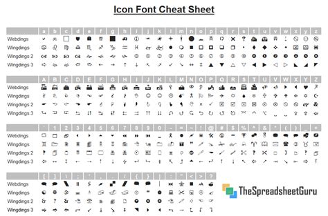 Wingdings 2 Character Map