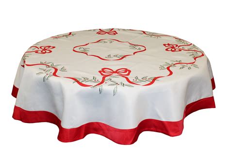 Holiday Christmas Decorative embroidered Leaves And Red Bows Tablecloths | eBay