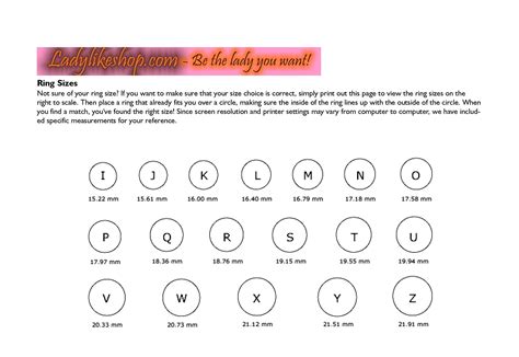 Men Ring Size Chart Printable