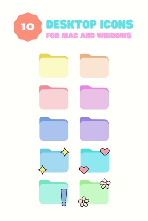 Pastel desktop icons sets of 10 – Artofit