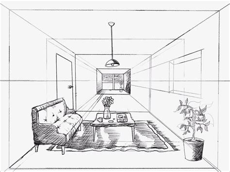 One Point Perspective Drawing Living Room | Bryont Blog