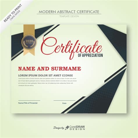 Download Modern Abstract Certificate Template Design | CorelDraw Design (Download Free CDR ...