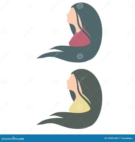 Silhouette of Woman. Young Girl with Long Hair Stock Vector - Illustration of abstract, cartoon ...