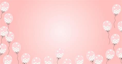 Pastel pink background with balloons full of daisies. Template for advertising, web, party ...