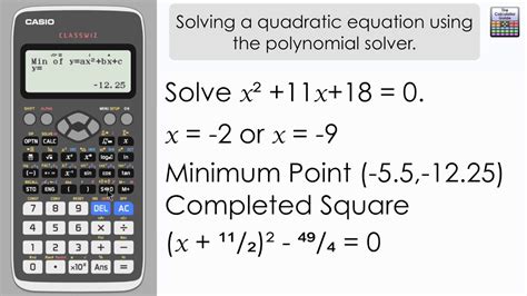 Solve A Quadratic Equation Using The Classwiz Polynomial Solver- Casio fx-991EX fx-570EX ...