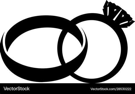 Silhouette a wedding rings Royalty Free Vector Image