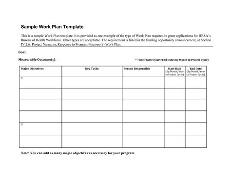 Sample, Example & Format Templates: Sample Work Plan Template And Examples