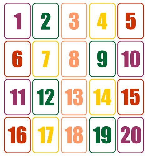 Free Printable Large Numbers 1-20