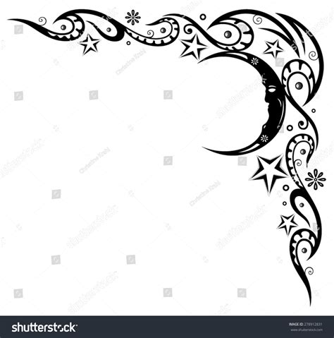 Border With Moon And Stars Stock Vector Illustration 278912831 : Shutterstock