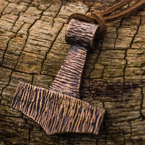 Thor's Hammer Mjolnir Wooden Style Pendant - Viking Workshop - Touch of Modern