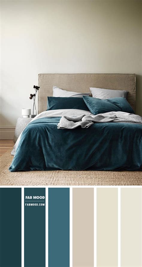 Beige and Indian Teal Bedroom Color Scheme Ideas | Fab Mood Colors