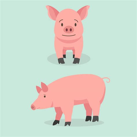 Cute cartoon pig set vector illustration.Piggy front and side view character design 2714151 ...