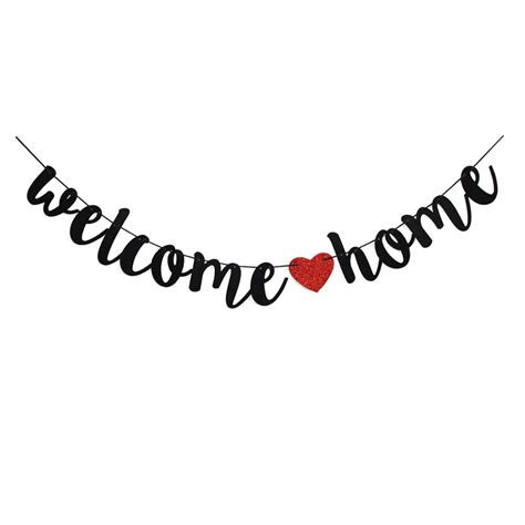 Buy Welcome Home Banner for Home Party Sign Decorations,Red & Black Family Theme Party Supplies ...