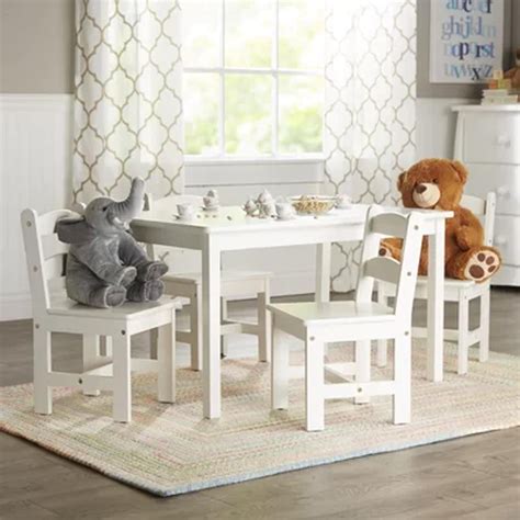 UBesGoo Kids Furniture Table and Chair Set Activity Table Chair Set Wooden Table & 4 Chairs ...