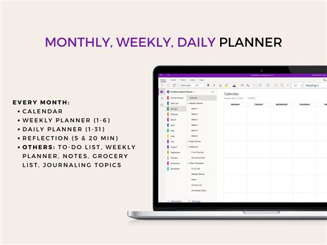 Onenote Daily Planner Ultimate Digital Planner, Guided Journal, Surface Pro, Student Schedule ...