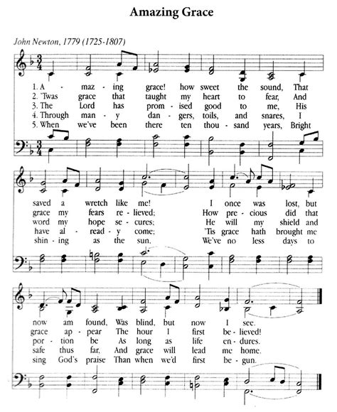 Free Printable Amazing Grace Hymn Sheet Music