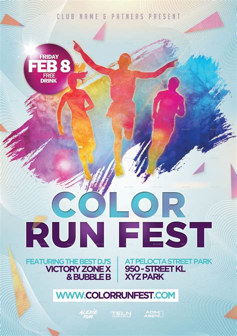 Color Run Festival Flyer Template by adimasen | GraphicRiver