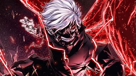 Download wallpaper 1366x768 ken kaneki, angry, anime boy, tablet, laptop, 1366x768 hd background ...