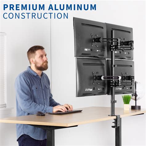 Quad LCD Monitor Fully Adjustable Desk Mount Stand | For 4 Screens 17" to 32" | eBay