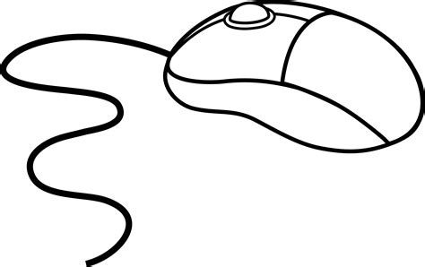 Computer Mouse Line Art - Free Clip Art